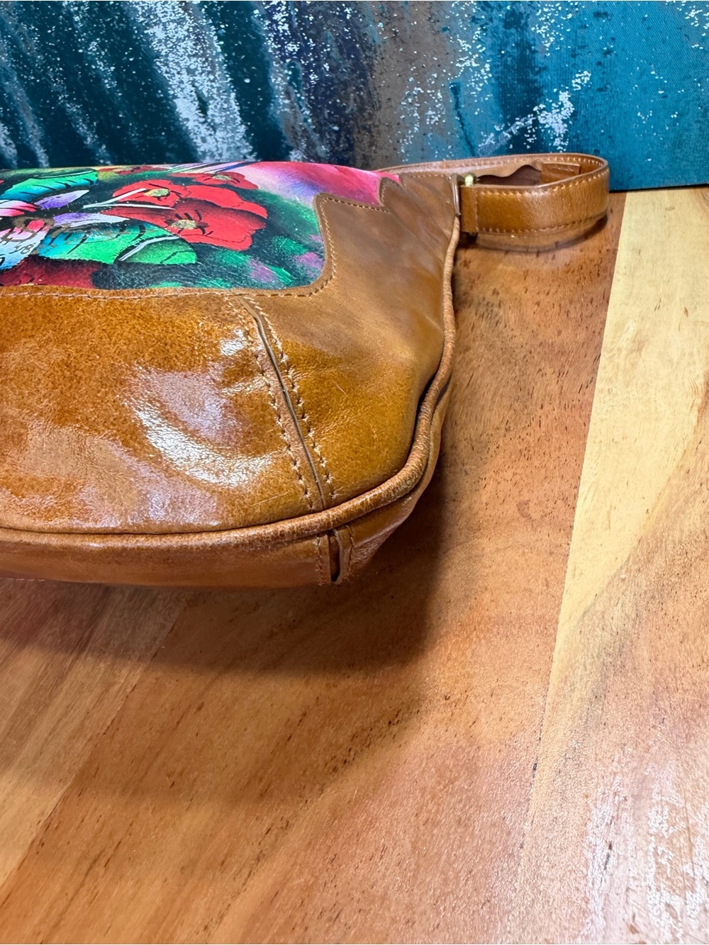 Sharif 1827 Rare Artistic Expressions Hand-Painted Butterfly Leather Bag VGUC - Picture 12 of 13